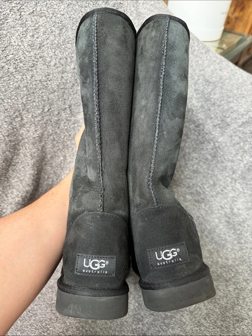 UGG Black Suede Slip-On Winter Boots